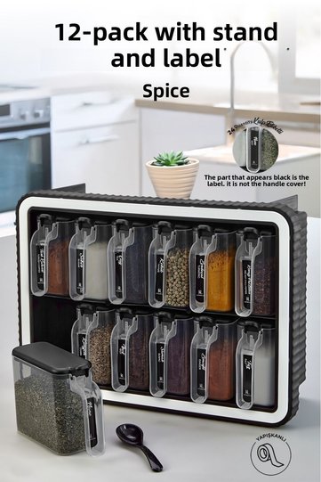 Spice Jars - Black - 12