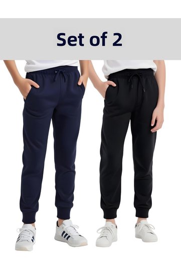 2-Pack Plain Unprinted Double Pocket Boys' Jogger Sweatpants