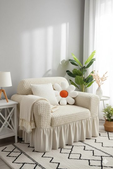 Bürümcük Sofa Cover, Armchair Cover Single Seat Full Covering with Flexible Elastic
