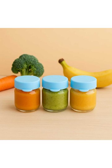 3-Piece Mini Glass Jars – 41 ml – with Silicone Lids – Food, Spice, Jam and Sauce Storage Containers Blue