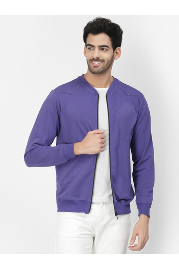 Men Purple Regular Fit Zip-Up Jacket