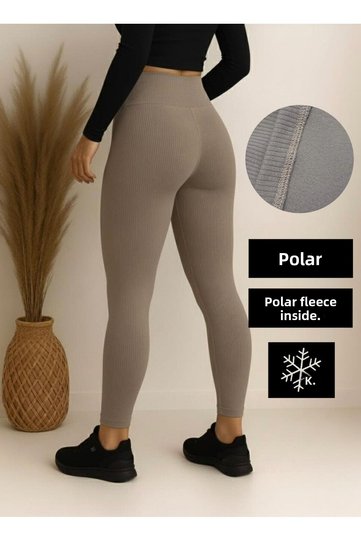 High-Waist Brushed Inside (Fleece-Lined) Ribbed Women’s Shaping Leggings