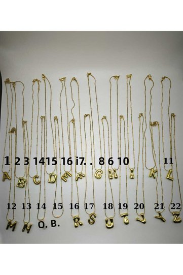 Balloon Letter Gold Color Necklace 1 Year Warranty No Darkening No Fading