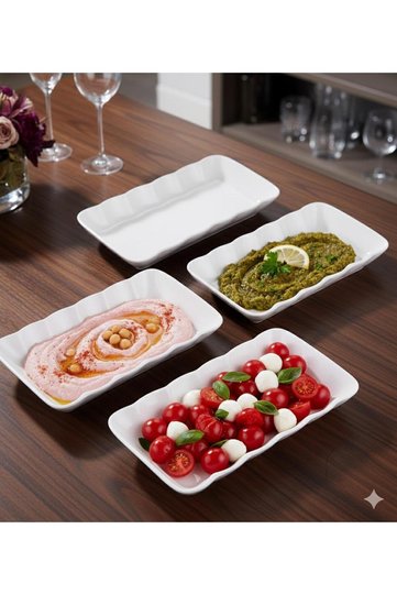 1.Grade Ceramic 4 Pieces Drop Salad Appetizer Presentation Boat