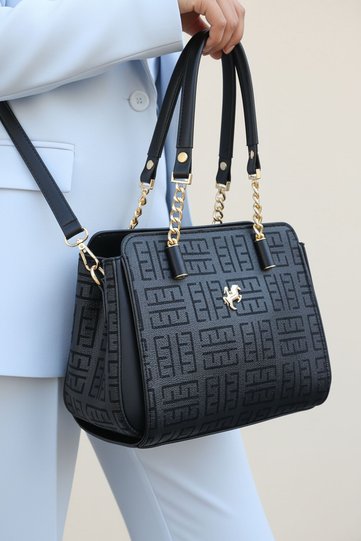 Women's Polo 4-Compartment Chain Detail Long Crisscross Straps & Clutch Bag (24x19 CM)
