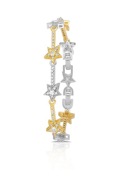 Star Women's Bracelet Silver Gold Color Blk-M7044-K