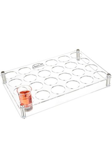 Acrylic Shot Glass Tray Holder (32x24x5.2 cm) 24-Hole Clear Display Rack for Bar & Party
