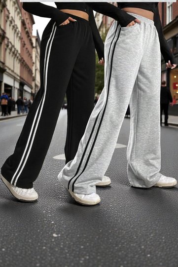 2-Piece Double Stripe Women's Wide Leg Sweatpants