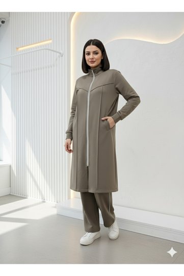 Camelya.tesettür طقم رياضي مزدوج كاكي