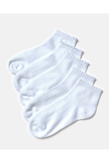 Senior Girls White High Ankle Socks (5 Pairs)