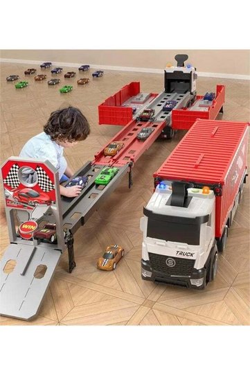 Transforming Truck with Race Track & Cars | 2-in-1 Storage Container Truck Toy