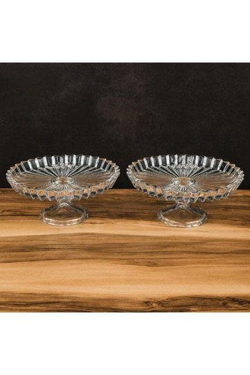 ✨ Set of 2 luxurious glass serving dishes on a base – 18x10 cm | Elegance to grace your table ✨