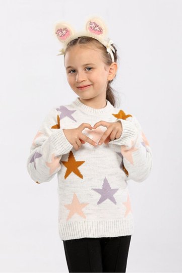 Girl's Crew Neck Knitwear Sweater