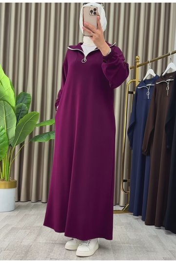Plus Size Zipper Neck Modal Fabric Long Dress