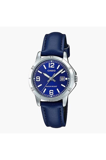 Women's Blue Analog Leather Strap Watch -LTP-V004L-2BUDF