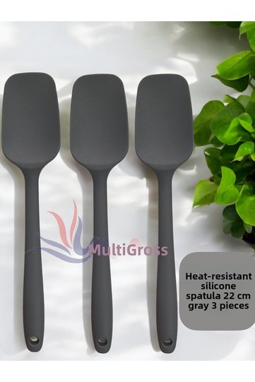 Heat Resistant Silicone Gray Spatula 3 Pieces