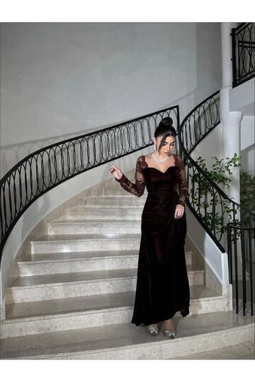 فستان سهره مخمل شتوي فاخر