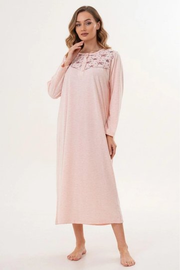 Plus Size Long Sleeve Women's (Mom) Nightgown Floral Print Mom Nightgown 100% Cotton