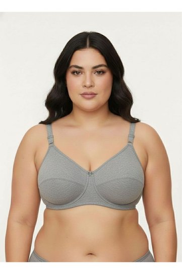 Gray Cotton Combed Shaping / Sculpting Bra Wire Free Unpadded Sponge Free Comfortable Bra