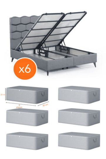 6 Pieces of Base and Sofa Bed Type Storage Box 64 X 45 X 22 Cm.