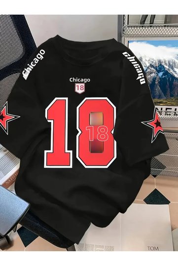 Unisex Chicago 18 Youth Printed Oversized T-Shirt