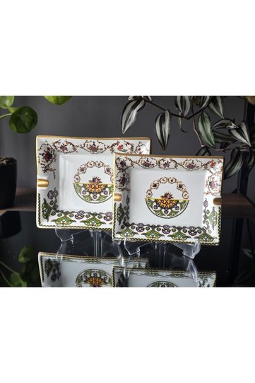 Handmade 2 Piece Porcelain Ashtray Set Verde Series