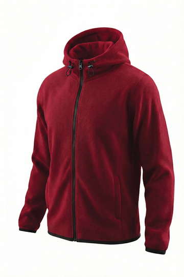 Men's Burgundy Hooded Fleece Jacket