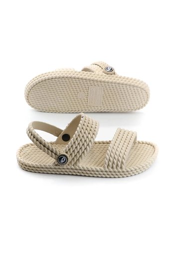 Women's Beige Non-Slip Sole Straw Massage Sandals Slippers