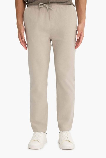 Jogger Fit Drawstring Waist Elastic Pocketed Cotton-Textured Pants F3269AX25AU