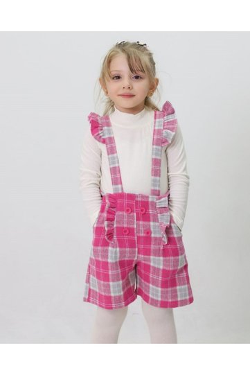 Girl's 2-3-4-5-6 Year Old Plaid Patterned Salopet and Badili 2-Piece Stylish Holiday Dress Socks Gift