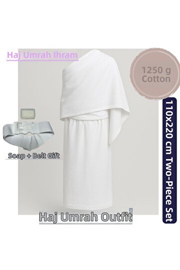 Adult Ihram Kaaba Hajj Umrah Ihram Dress Towel (110X220 cm) Hajj Umrah Clothing Top and Bottom