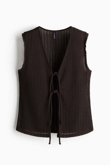 Knitted tie-front top