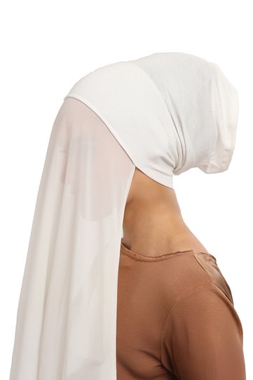 Ready Practical Luxury Pipe Bonnet Chiffon Shawl Ecru