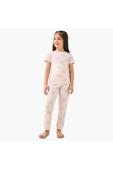 Floral Print T-shirt and Pyjama Set