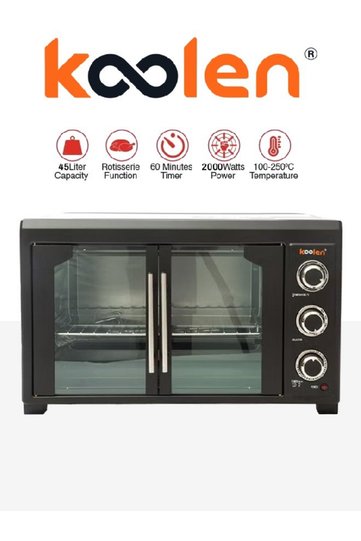 Colin Electric Oven 45 Liters 2000 Watts with Manual Grill, Two Doors, Black 802104009