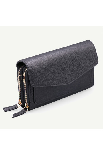 Uderra Women's Genuine Leather Black Floater Leather Wallet Shoulder Bag- S1Kz0335 Black Floater Leather Wallet