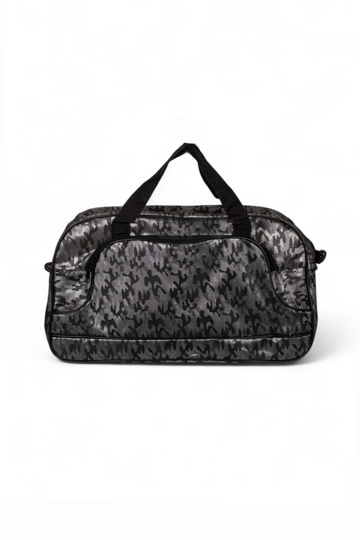 Unisex Gray Camouflage Camouflage Patterned Front Zipper Two Compartment Travel and Sports Bag