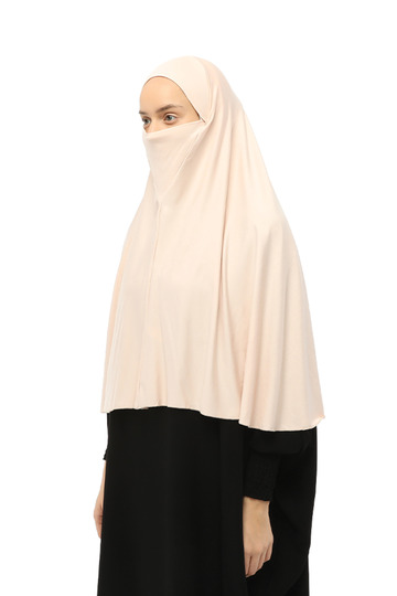 Ready Practical Scarf with Turban Veil Hijab with Hijab - Prayer Cover Souffle (5XL) - Powder