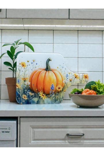 New Pattern Handle Tempered Glass Vegetable Fruit Chopping Cutting Board 25 Cmx 35 cm