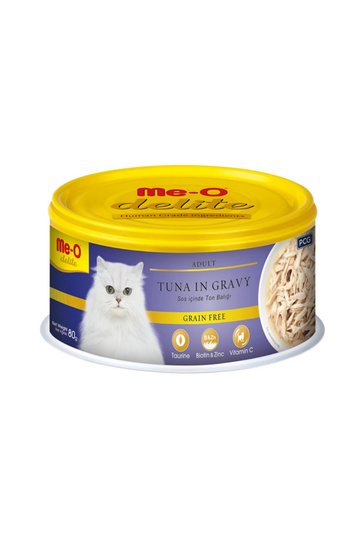 طعام القطط المعلب Me-O Delite Tuna in Gravy - 80 جم