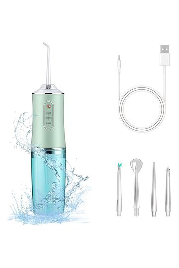 Portable water flosser for dental cleaning with 3 modes and 4 replacement heads, USB rechargeable oral irrigator