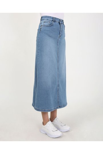 Natural Fabric Star Rivet Denim Skirt Light Blue