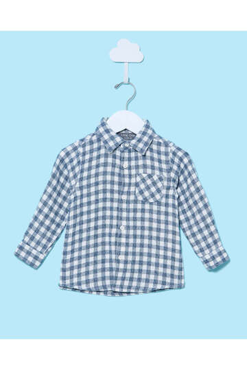 Infant Boys Blue Checkered Casual Shirt