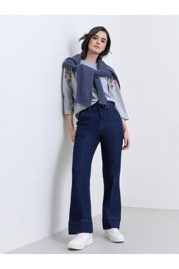 Women High Rise Wide Leg Jeans
