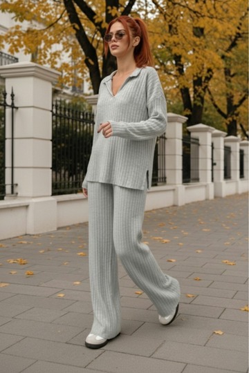 Women's Polo Collar Interlock Two-Piece Set