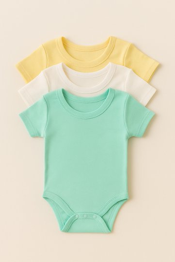 Unisex 3-Piece Short Sleeve Bodysuit Set 100% Cotton Comfortable Fit