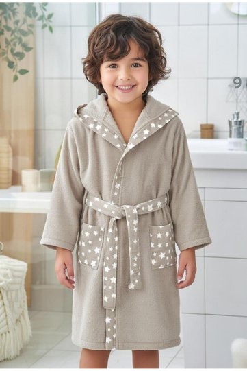 HOODED COTTON BATHROBE FOR GIRLS AND BOYS.