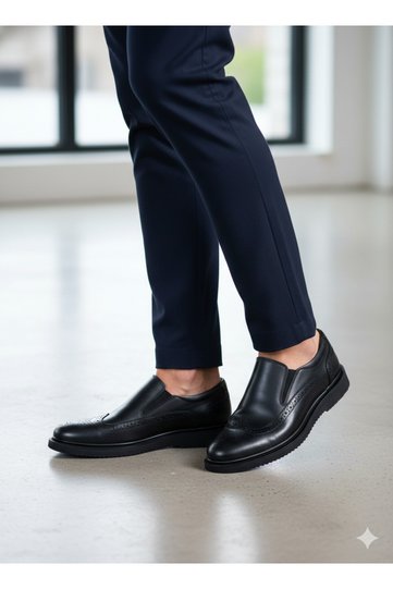 Men's Shoes, Oxford, 100% Genuine Leather Inside and Out, Black, Light Orthopedic Sole, Suitable for Daily Wear