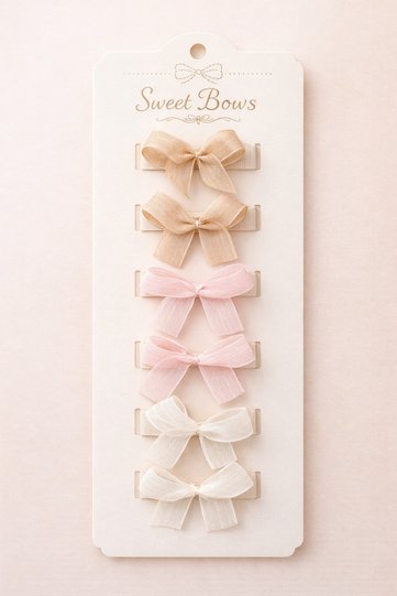 Multi-Colored 6-Piece Ribbon Bow Clip Buckle Set