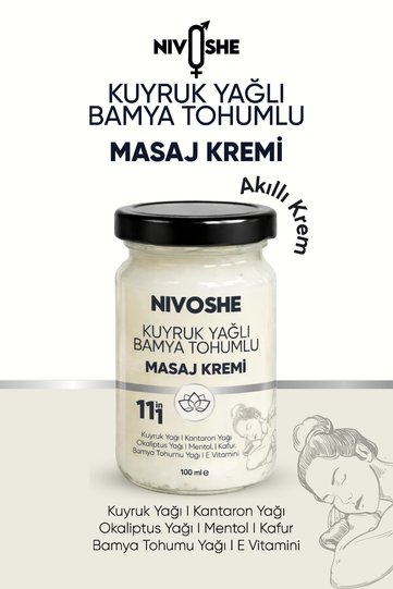Kuyruk Yağlı Bamya Tohumlu Rahatlatıcı Bel, Boyun, Kol, Sırt, Diz, İçin Ağrı ve Akıllı Masaj Kremi